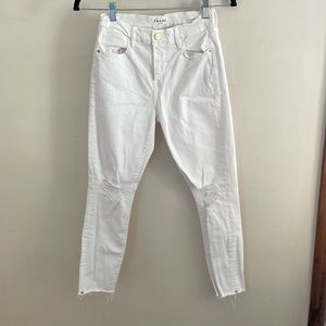 Closet closing sale Frame denim white or high skinny crop distressed jeans Sz 25